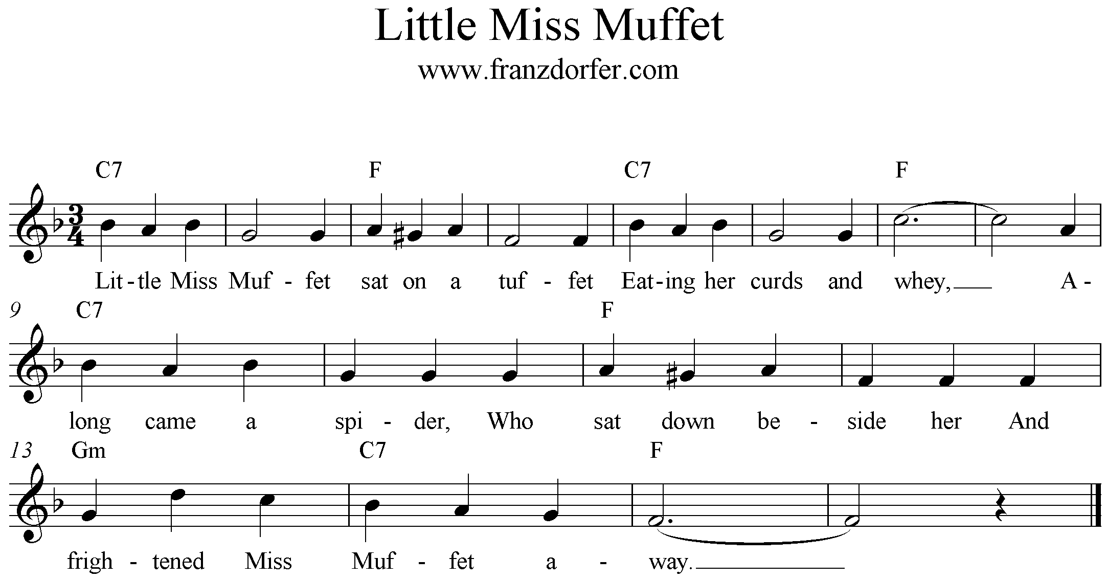 freesheet music Little Miss Muffet